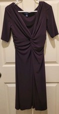 Chaps Ladies Size Small Dark Royal Purple Fit N Flare Dress 3/4 Sleeve Stretch