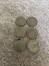 British X6 Two Shilling Coins Bundle 1950s & 1960s Circulated Coins