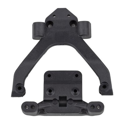 Team Associated RC10B6.4 FT Front Top Plate and Ballstud Mount, angled, carbon /