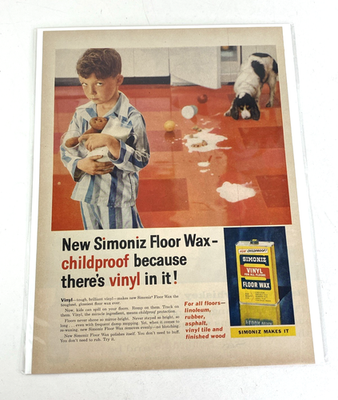#ad #ad Simoniz Floor Wax Vintage 1958 Print Advertisement Childproof Vinyl $12.34