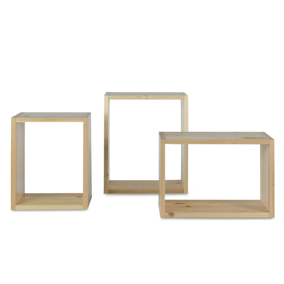 Regal 3er Set Wandregal Bücherregal Hängeregal Holzregal Holz Natur Homestyle4u - Bild 3 von 4