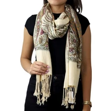 La Fiorentina Classic Paisley Beige Scarf
