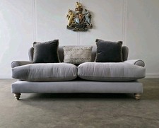 SUPERB EX DISPLAY REX COX & COX GREY VELVET TETRAD SOFA FREE DELIVERY 