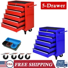 5-Drawer Rolling Tool Chest Steel Toolbox Storage Chest with Locking Wheels