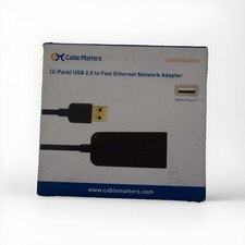 Cable Matters USB 2.0 Type A to RJ45 Fast Ethernet Adapter, Black, 2-Pack