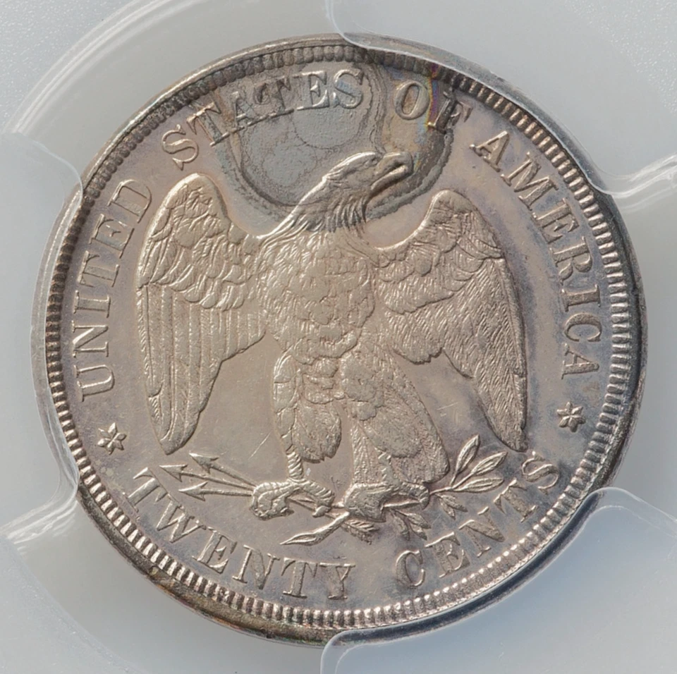 1876 PCGS AU 14,640-Minted! Doubled Die Reverse CENTENNIAL Twenty Cent Piece 20c - Image 3 of 4