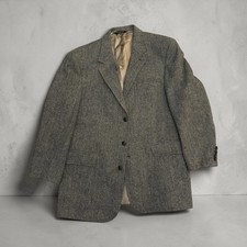 Joseph Jos A Bank Vintage Harris Tweed Sport Coat with Leather Buttons Size 42R
