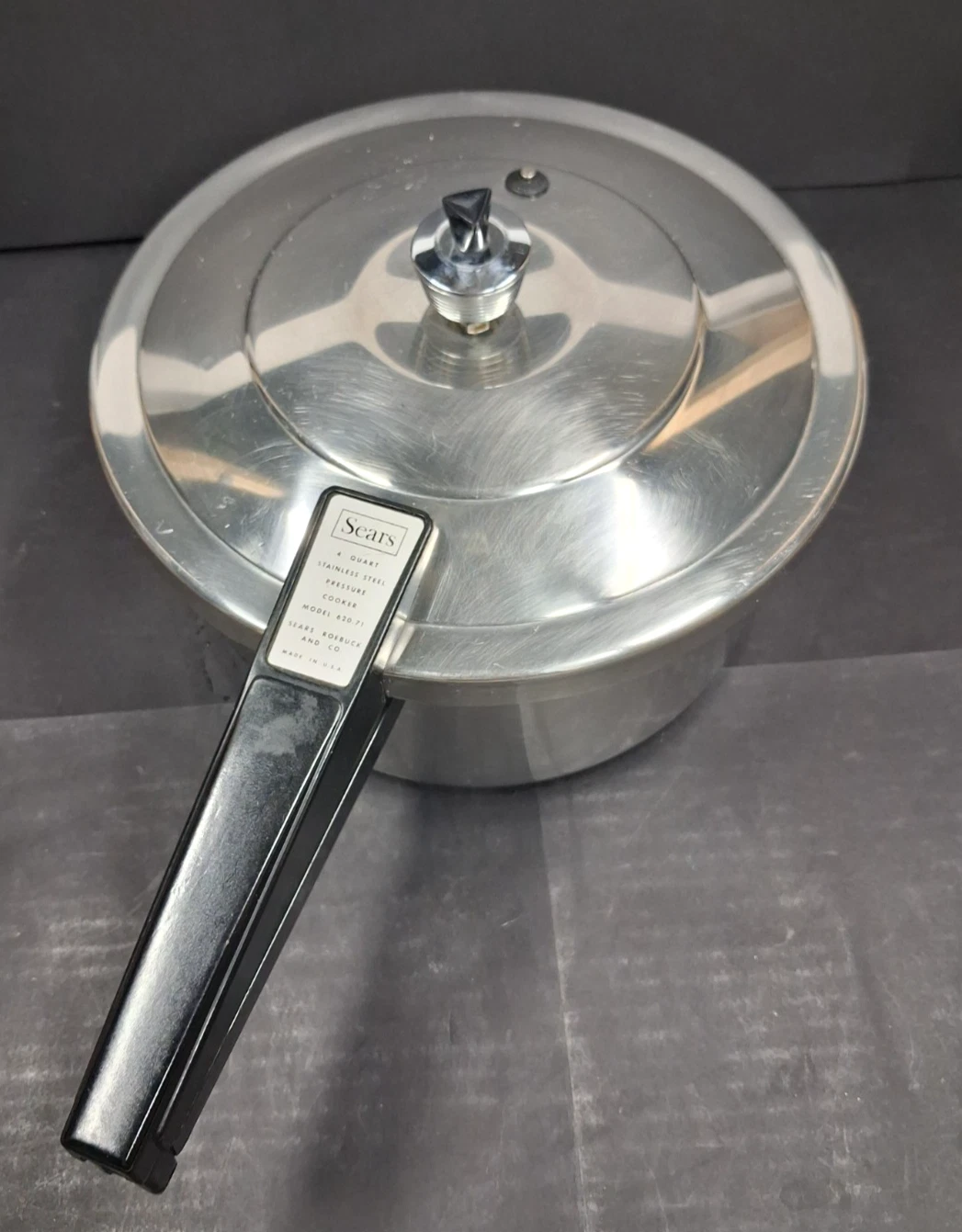 Vintage Sears 4 Quart Stainless Steel Press. Cooker Model# 620.71