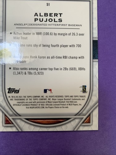 2021 Topps Tribute - Albert Pujols #51 Angels - Picture 9 of 10