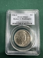 1946-S 50C Booker T. Washington Silver Commemorative MS64