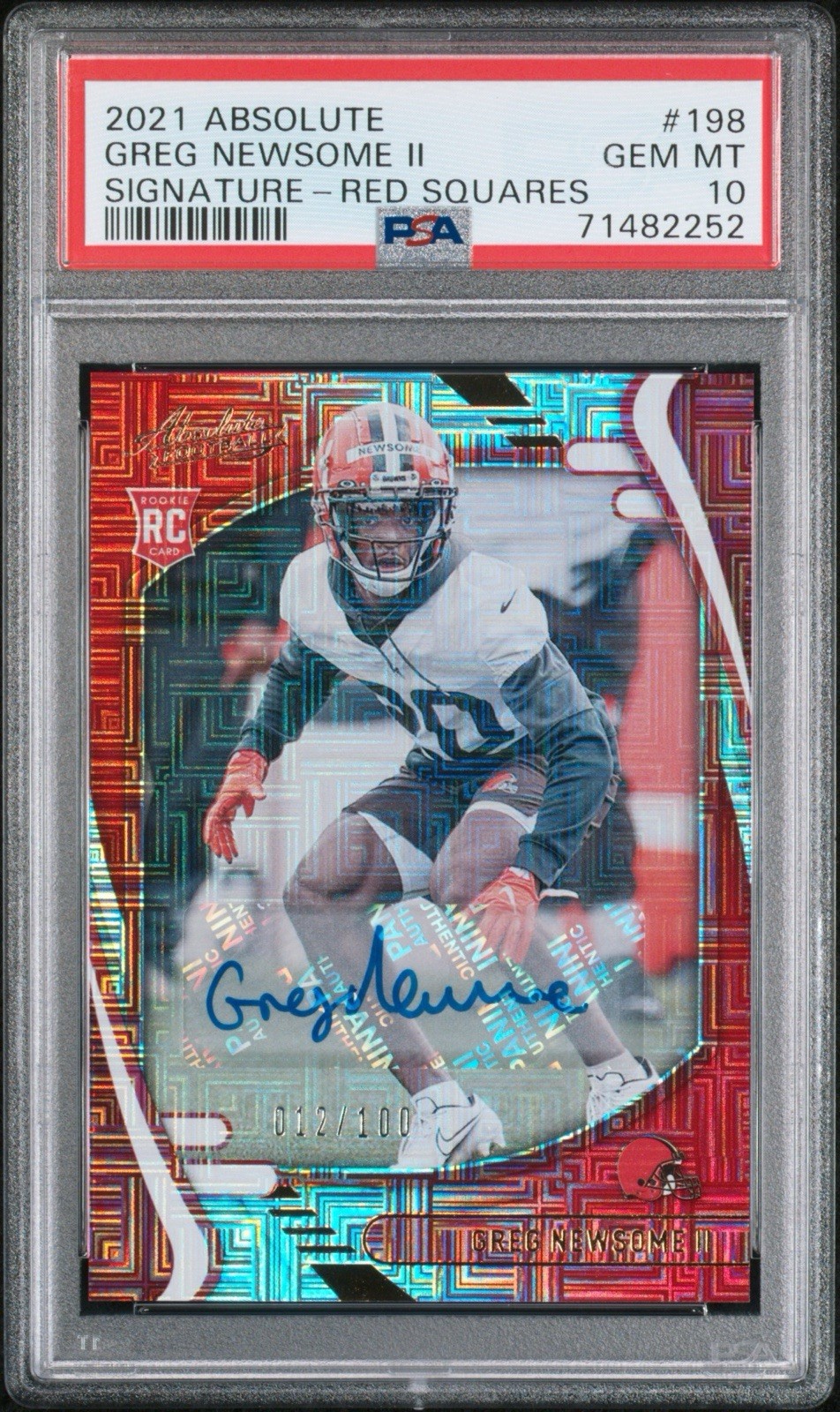Greg Newsome II Panini Absolute #198 Signature-Red Squares
