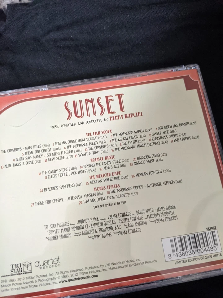 Sunset - Henry Mancini Complete Score Soundtrack - Limited 1000 1xCD RARE OOP Foto 4 de 4