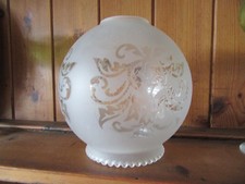 Vintage White Frosted Etched Globe Lampshade Light Shade Ruffle Edge H 15cm