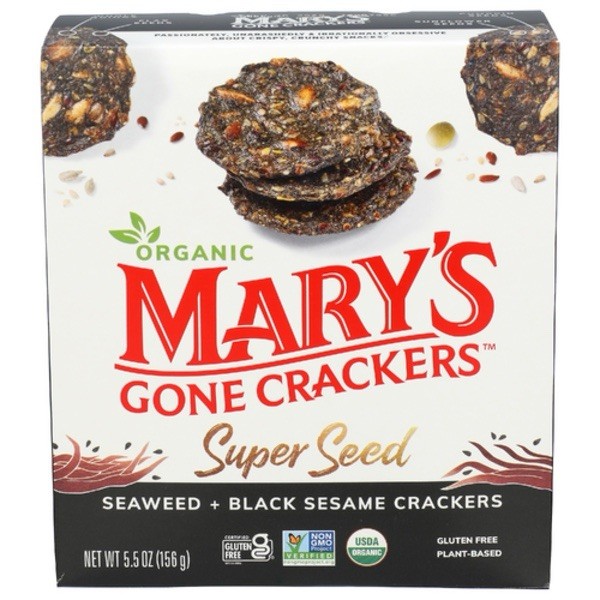 Mary’s Gone Crackers Algas y Sésamo Negro Súper Semilla 4.0 OZ (Paquete de 6)