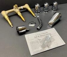 BRAND NEW - Gerber Three Handle Tub & Shower Kit w/ Valves, Trim and Shower Head
