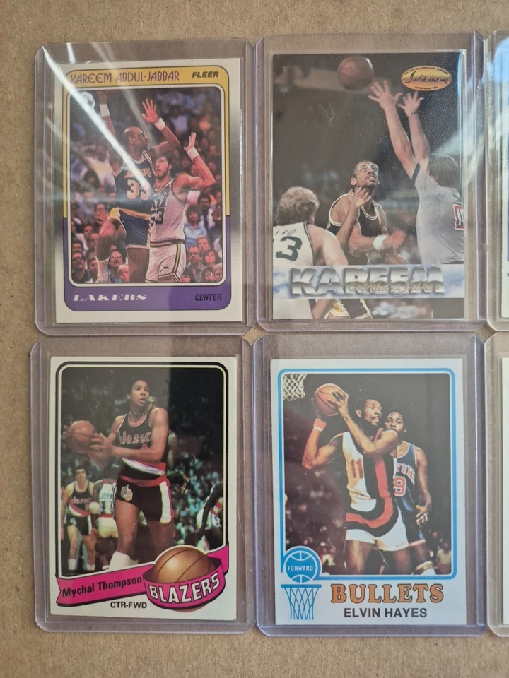 Lote de 10 cartas de los grandes de la NBA de 1973-1993 Kareem Abdul Jabbar, Malone, Hayes, King Mchale Foto 3 de 4