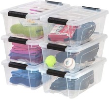 6-Pack Clear 13 Quart Stackable Storage Bins with Lids - Durable  BPA-Free