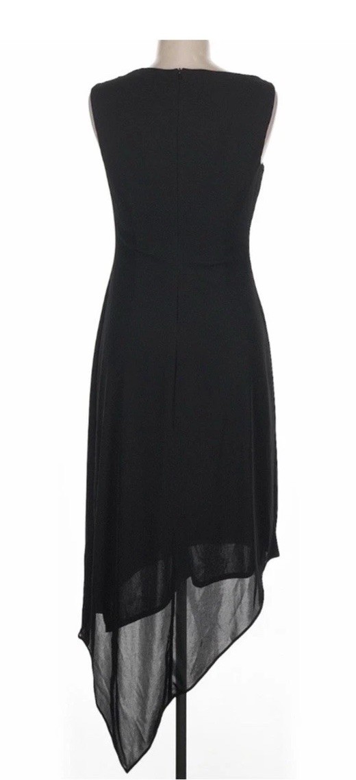 David Meister asymmetrical black hi/low dress - 8