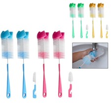 6 Pc Bottle Brush Cleaning Set with Nipple Sponge Cleaner Baby Cup Pacifier Scru