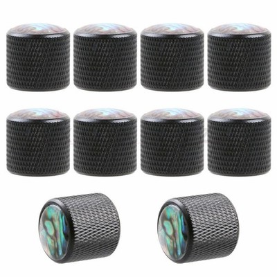 10Pcs Guitar Bass Metal knob Volume Tone Control Knobs abalone dome Black *vm
