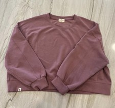 Simply Southern Pullover Cropped Oversize Sweatshirt Women  s Medium Cranberry