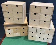 Set of 4 Wooden storage boxes with Drawers forOffice Desktop Craft