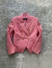 Balmain Pink Double-Breasted Blazer with Gold Buttons