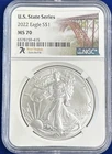 2022 $1 American Silver Eagle ~ NGC MS70 - State Series West Virginia - Spotting