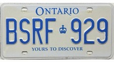 *99 CENT SALE*  2010s Ontario License Plate #BSRF-929 No Reserve