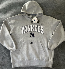 Vintage Adidas New York Yankees Hoodie Gray MLB Pullover Sweatshirt Size L New