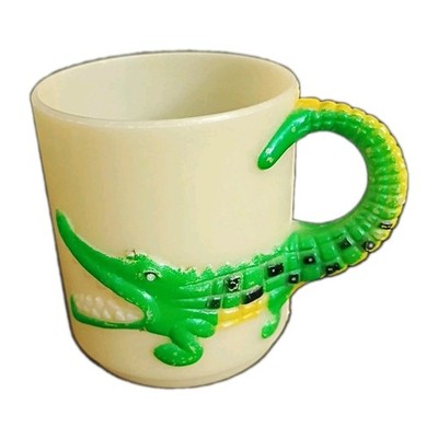 Vintage Kids Plastic Alligator Cup 3D Zoo Animal Retro Mug 1970s
