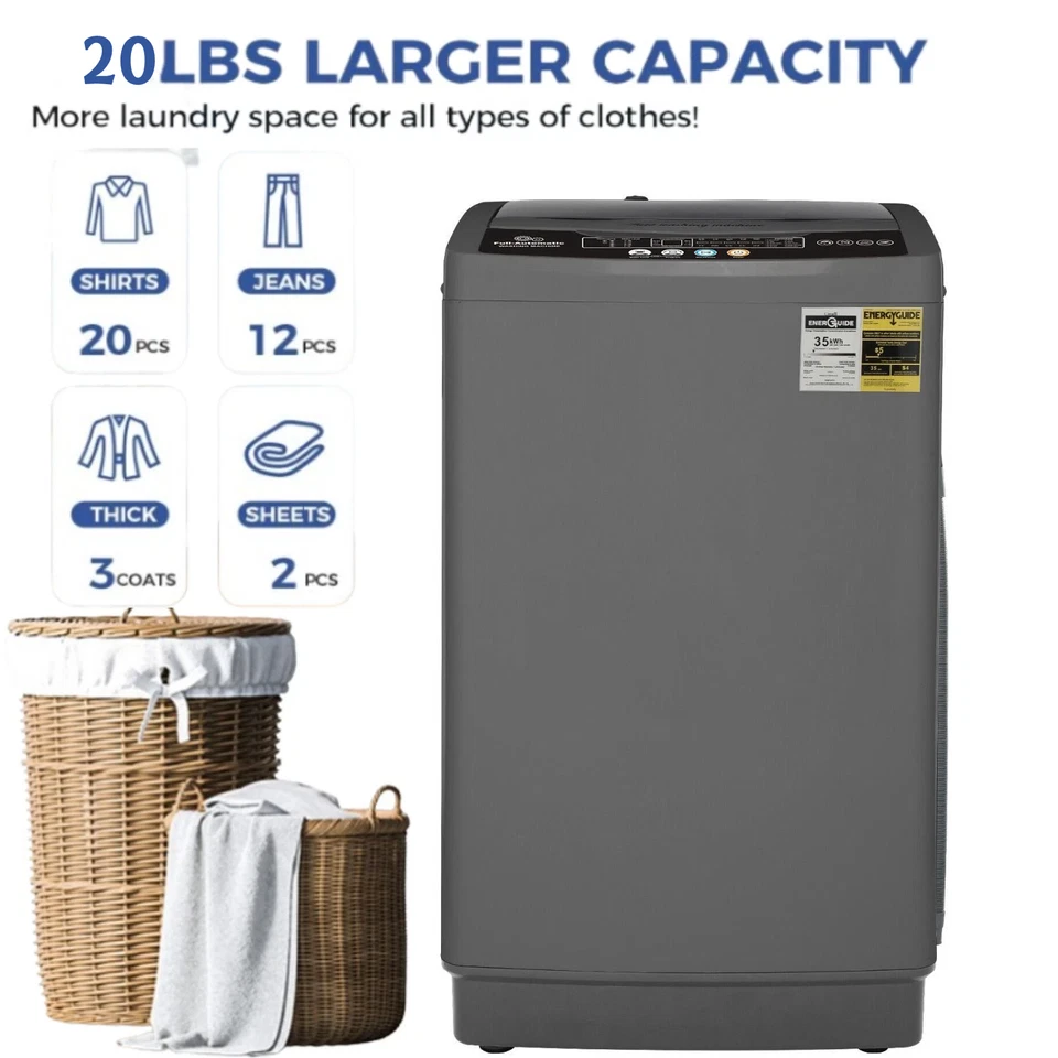 Lavadora automática completa de 20/15,6 libras lavadora compacta con bomba de drenaje- Foto 2 de 4