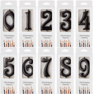 PHD CAKE 10-Count 0-9 Black Number Birthday Candles, Number One Birthday, Black