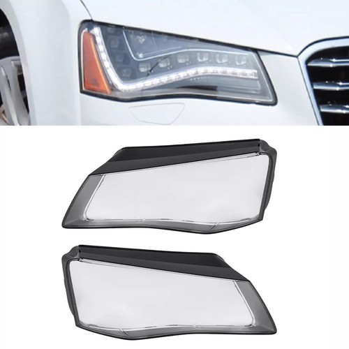 For Audi A8 2011 - 2013 Cover Lens Headlight Headlamp Clear Lens LH + RH Pair - Picture 3 of 12