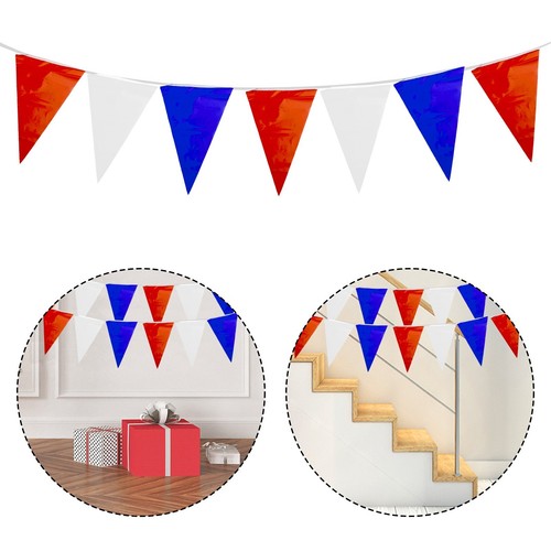 18M Red White And Blue Tri-Coloured Flags Triangular String Flags Coloured Flags - Bild 5 von 22