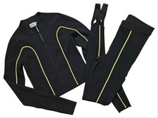 NA-KD Zip Up Sweater Jacket and Leggings Stirrups Black & Yellow Ribbed S NWOT