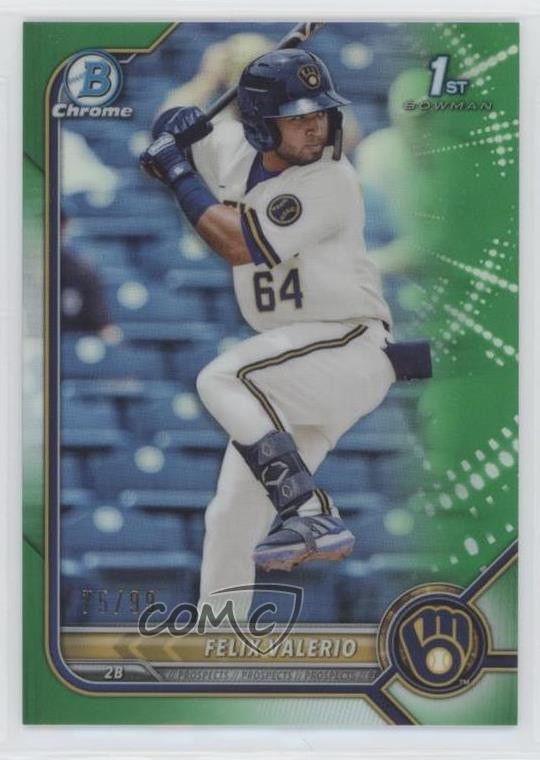2022 Bowman Chrome Prospects Green Refractor 75/99 Felix Valerio #BCP-128 7rf