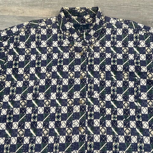 ENRO Short Sleeve Button Down Shirt Mens XL Geometric Casual Blokecore Dad EUC - Picture 2 of 10