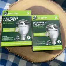 Greenlite water saving kit 2 fixed Chrome Shower headsW/kitchen Bath Aerators