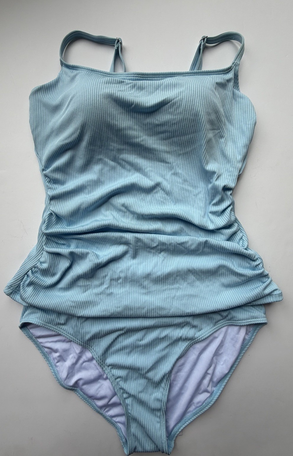 Swimsuit Eomenie Tankini Set XL Blue Ribbed Tummy Control 2 Piece High Waisted-image