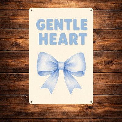 Minimal Bow Quote Poster Pastel Blue Typography Watercolor Tin Sign
