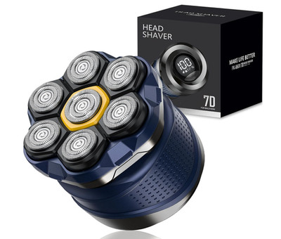 Electric Head Shaver for Bald Men, Cordless Shaver with Travel Case, Navy Blue
