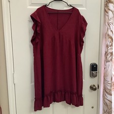 Shein Wine Colored Ruffle Sleeve & Bottom Mini Dress 4XL