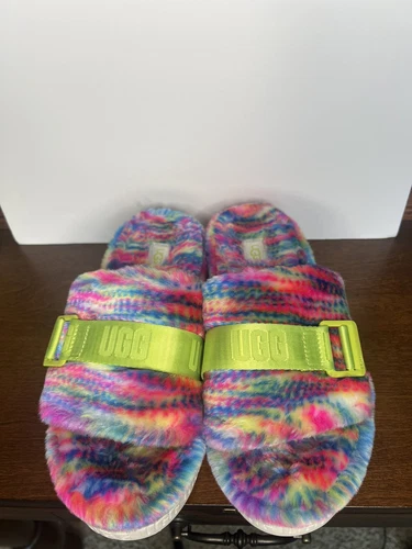 Ciabatte soffici da donna Uggs taglia 7 arcobaleno fata grunge stile croc grosso