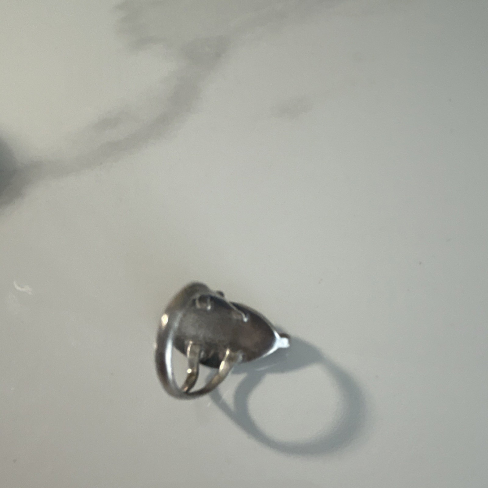 Silver Tone Abstract Statement Ring with White Ov… - image 4