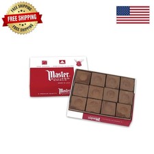 Master Billiards Chalk Pack - 12 Cubes in Protective Box, Smooth Application