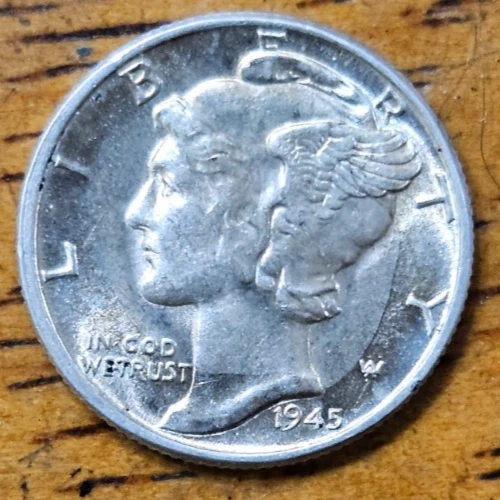 1945 Mercury Silver Dime AU-BU #AB785