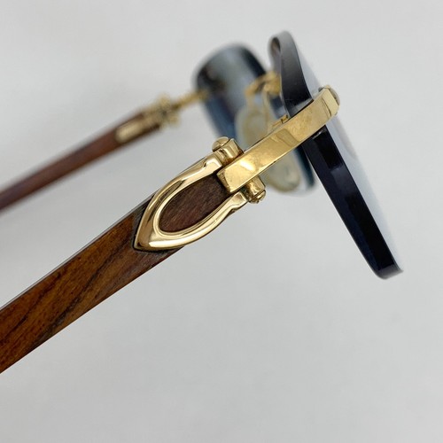 Authentic Cartier Eyeglasses Rimless Oval 18 140b Bubinga Wood GP Decor Frames - Picture 9 of 18
