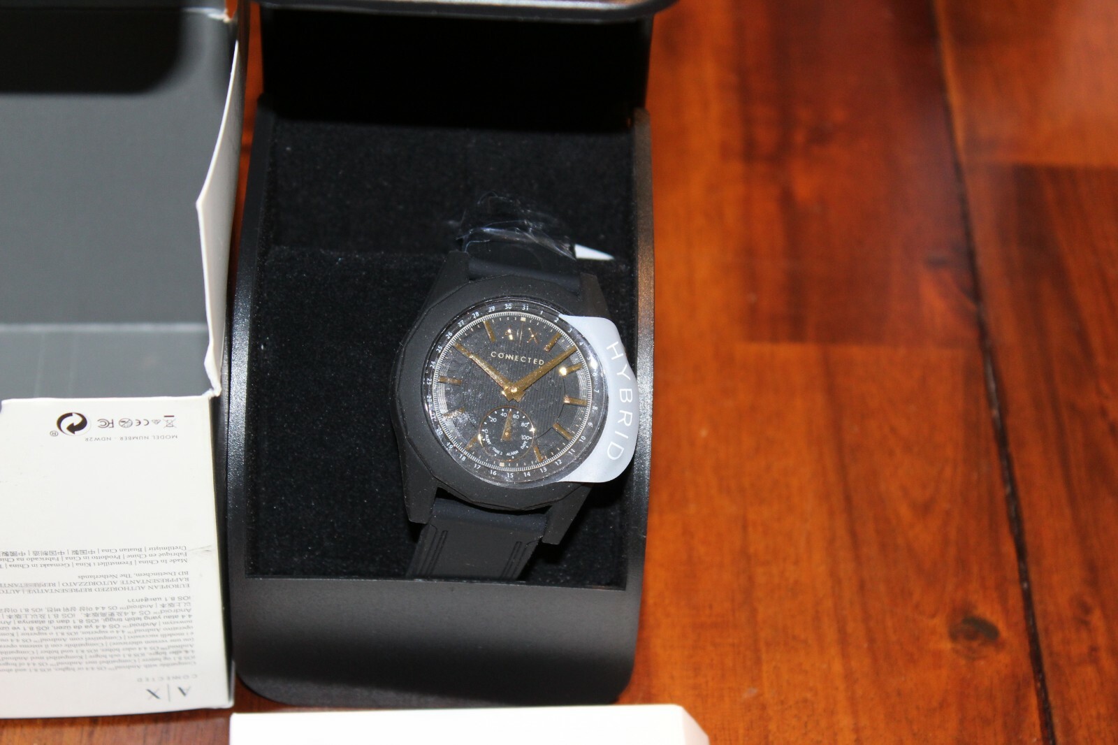 armani exchange connected black silicone hybrid smartwatch