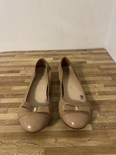 Cole Haan Monica Sandstone Tan Bow Detail Cap-Toe Ballet Flat Pull On Shoes 10B - Picture 2 of 9